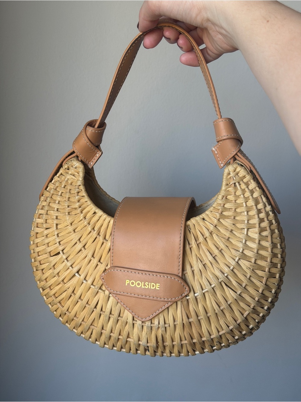 Poolside Rattan Croissant Shoulder Bag